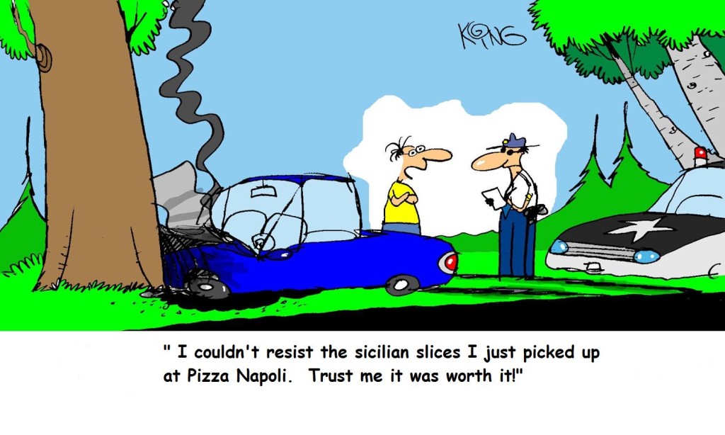 "I couldnt resist the sicilian slices I just picked up at Pizza Napoli. Trust me, it was worth it!"